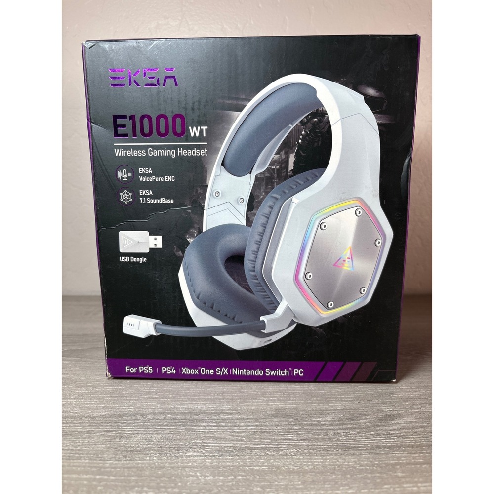 EKSA E1000 WT Wireless Gaming Headset 7.1 Surround Sound White PS5‎ Xbox Switch